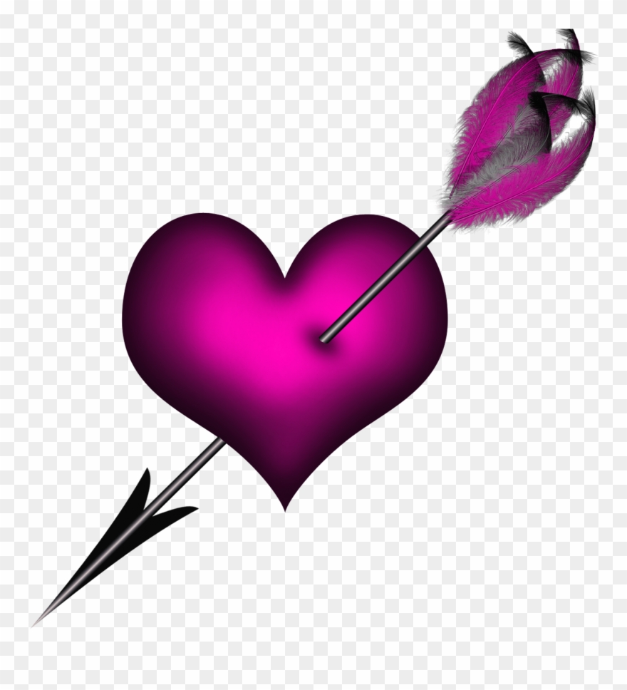 Clipart Arrows Primitive - Purple Heart With Arrow - Png Download