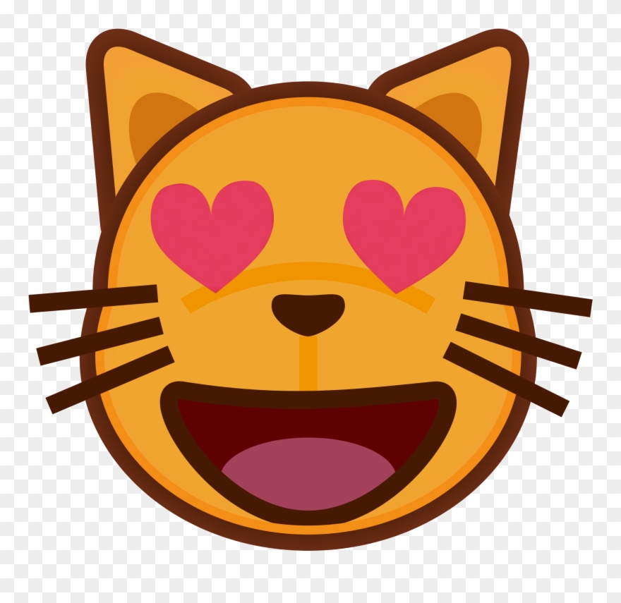Filepeo Smiling Cat Face With Heart Shaped Eyes - Heart Eye Cat Clipart