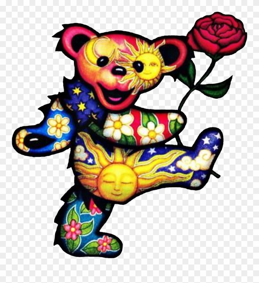 Hippie Psychedelic Deadhead Greatfuldead Bear Mydrunken - Grateful Dead Deady Bear Clipart