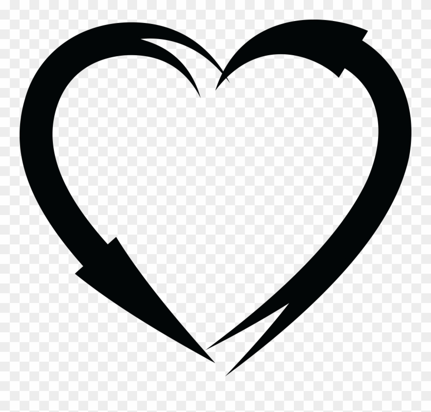 Free Clipart Of A Black And White Heart Frame Of Arrows - Heart Frame Black And White - Png Download