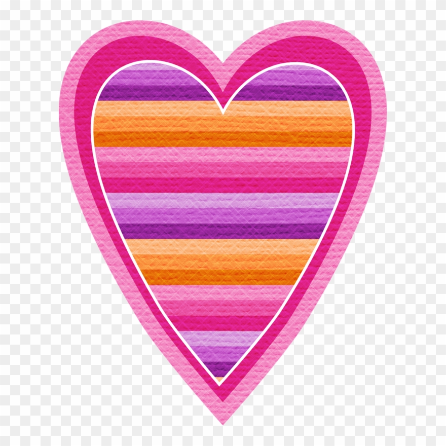 Striped Pink, Orange, Purple ~ Heart - Heart Clipart