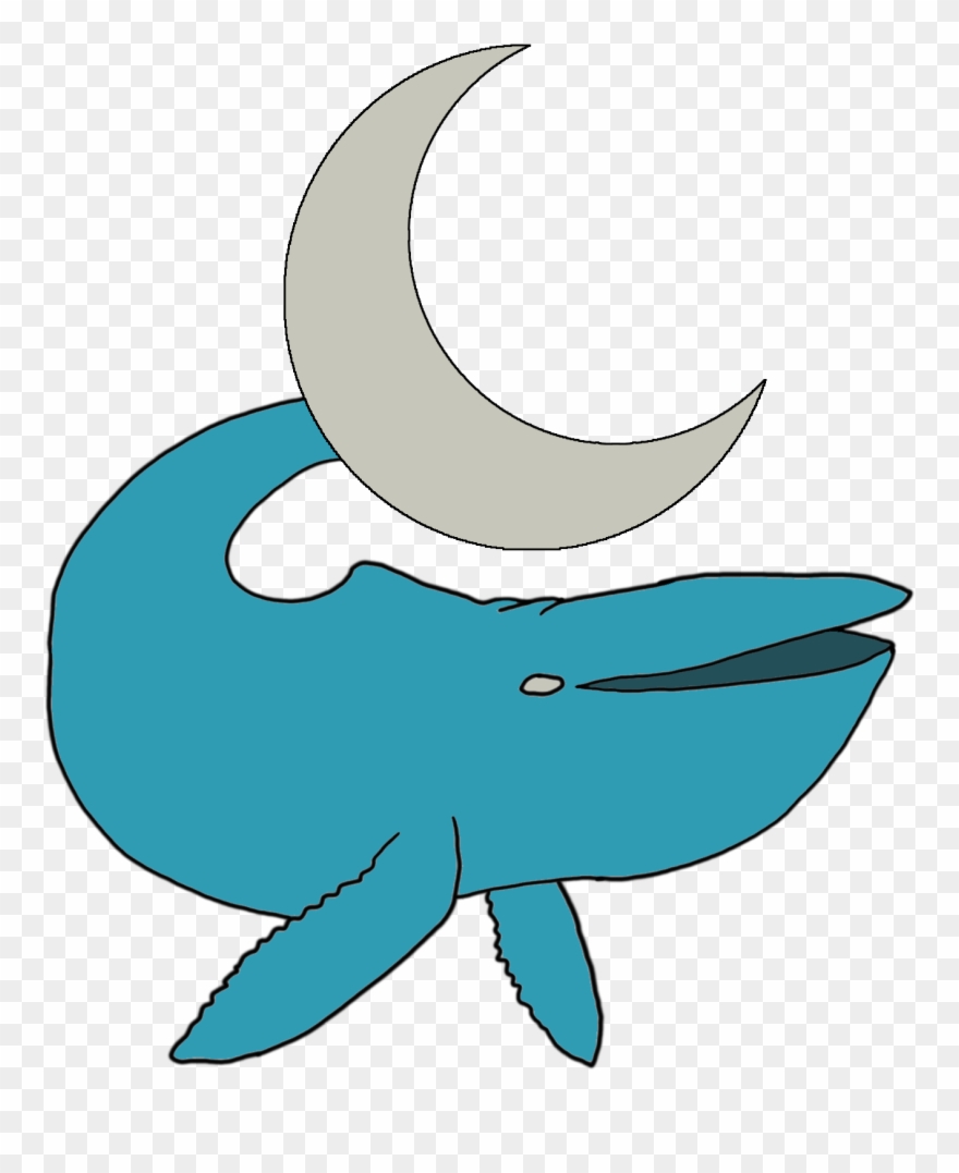 A Whale With A Shiny Crescent Moon For Her Tail-flukes - Cartoon Clipart