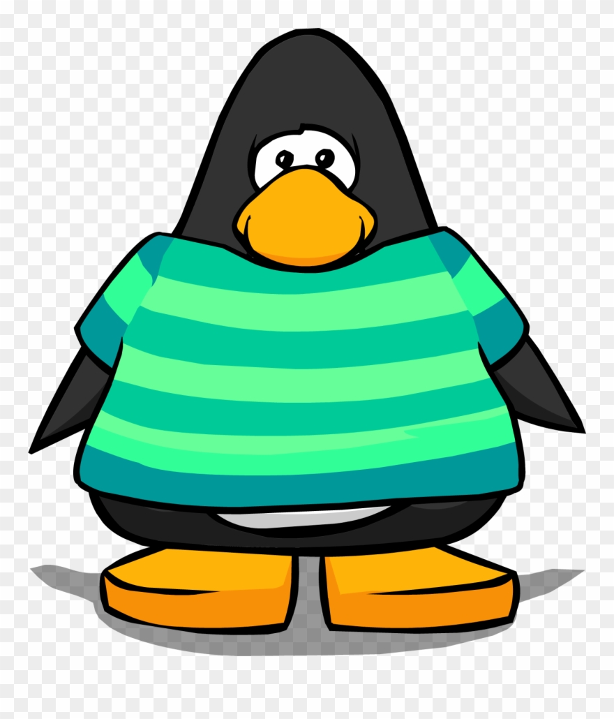 Image Aqua Striped T Playercard Png Club - Club Penguin Blue Tux Clipart