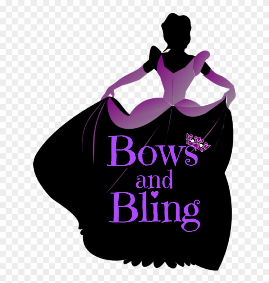 Bows And Bling - Disney Princess Silhouette In Pink Clipart