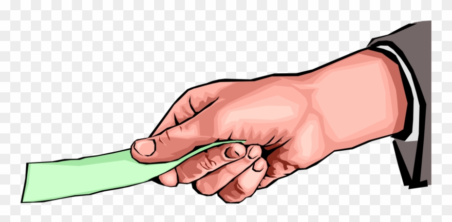 Vector Illustration Of Hand Receiving Or Giving Currency - Vector Graphics Clipart