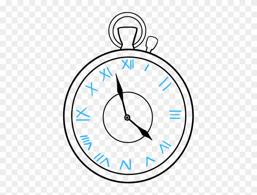How To Draw Pocket Watch - Pocket Watch Drawing Clipart