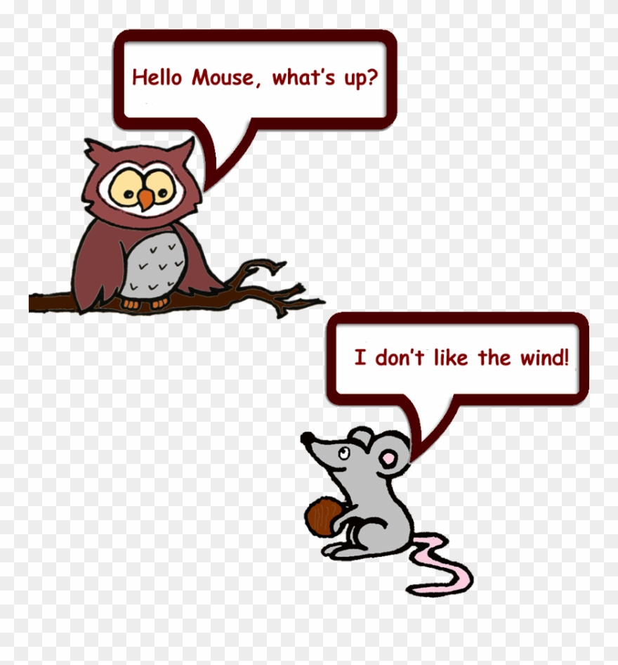 Owl And Mouse Windy Day 1 - Christmas Day Clipart