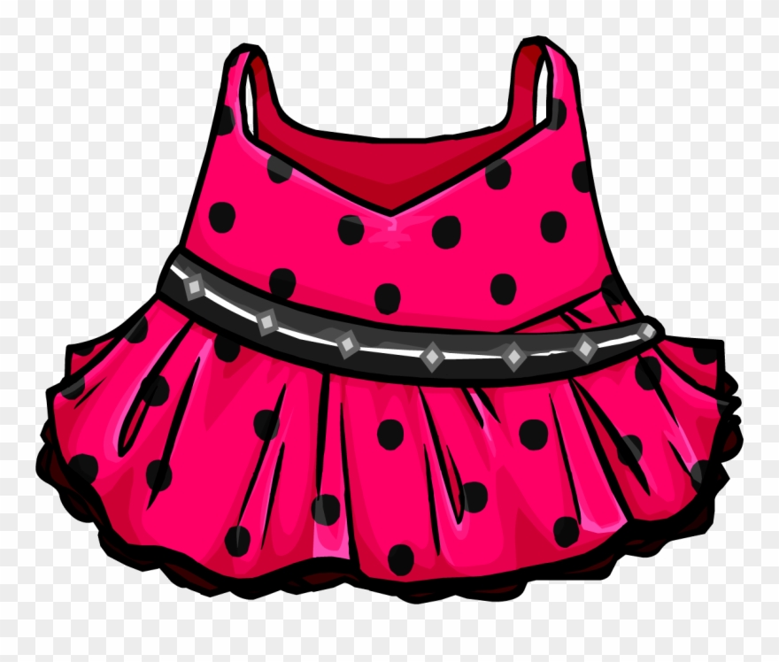 Dress Clipart Pink Polka Dot - Club Penguin - Png Download