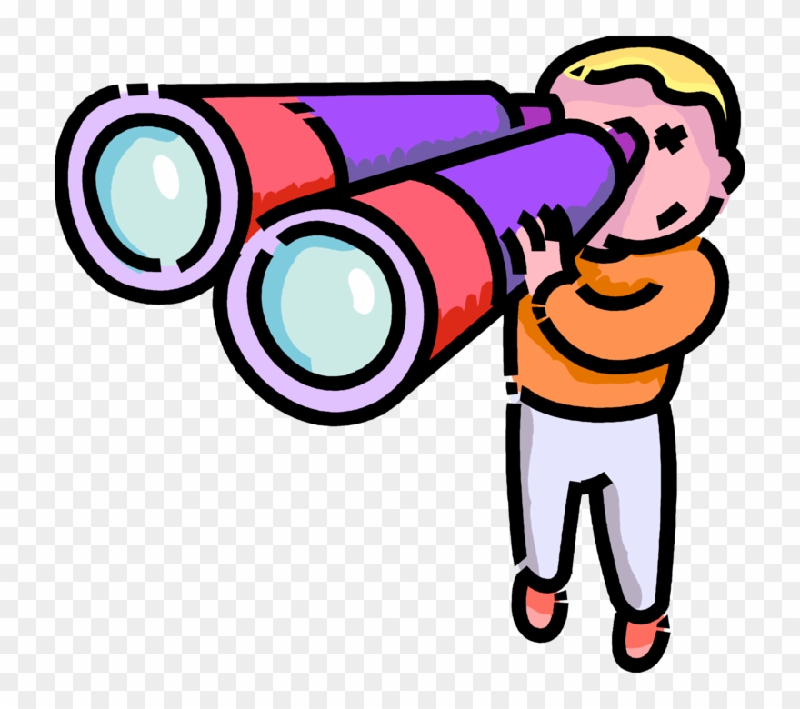 Vector Free Stock Boy Looks Through Binoculars - Binoculars Clip Art - Png Download