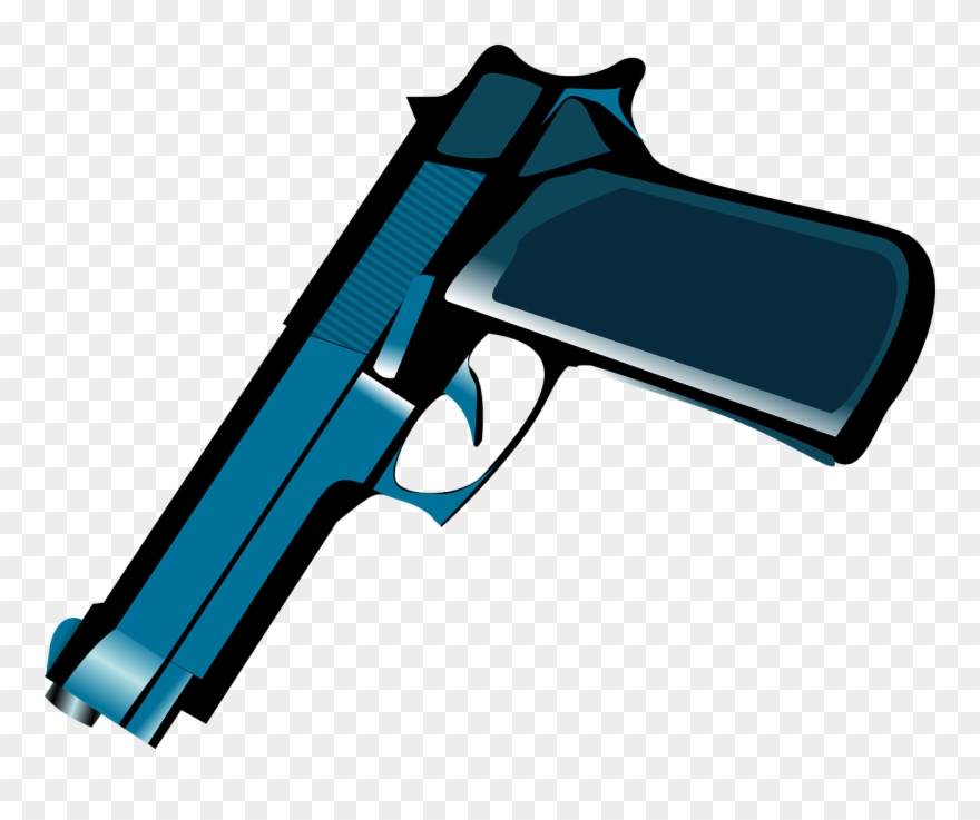 Gun, Weapon, Metallic, Blue, Pointing Down - Said No One Ever: Gangster Rap Shower Curtain Clipart
