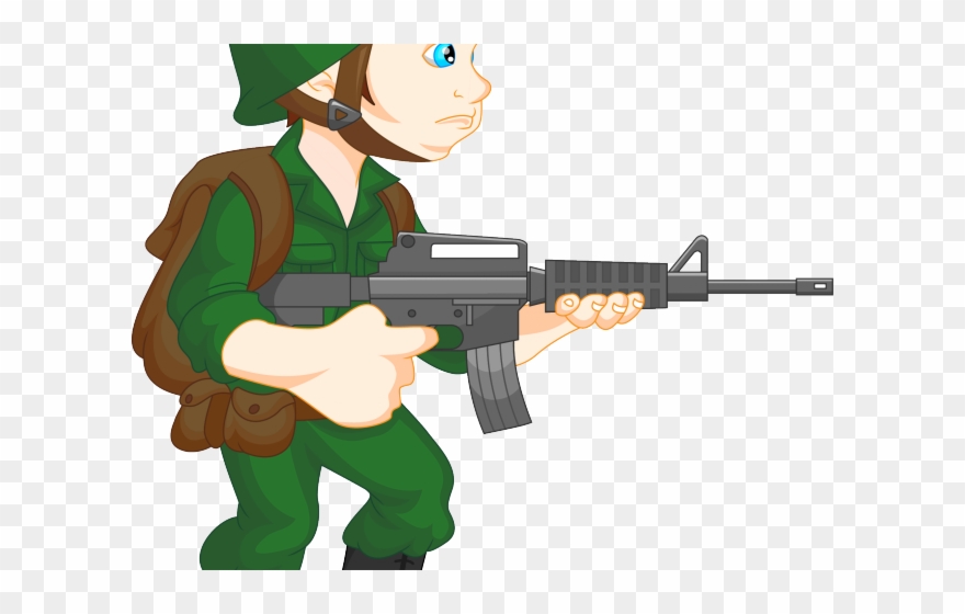 Assault Riffle Clipart Soldier Gun - Soldier Cartoon - Png Download