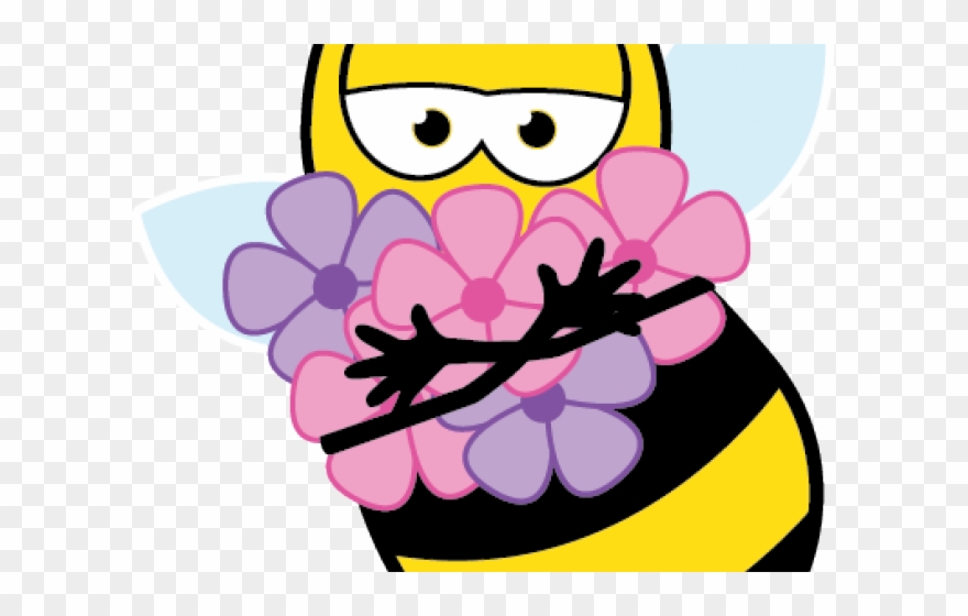 Bee Clipart Flower - Clip Art - Png Download