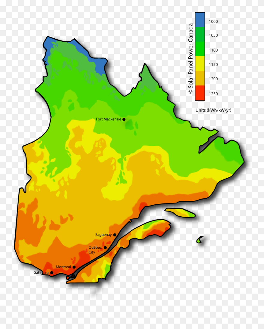 Annual Average Energy Production Potential For A Solar - Map Of Solar Quebec Clipart