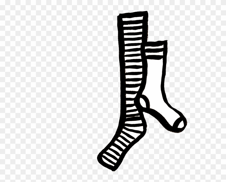 Socks Clipart Mismatched Sock - Crazy Sock Clipart Black And White - Png Download