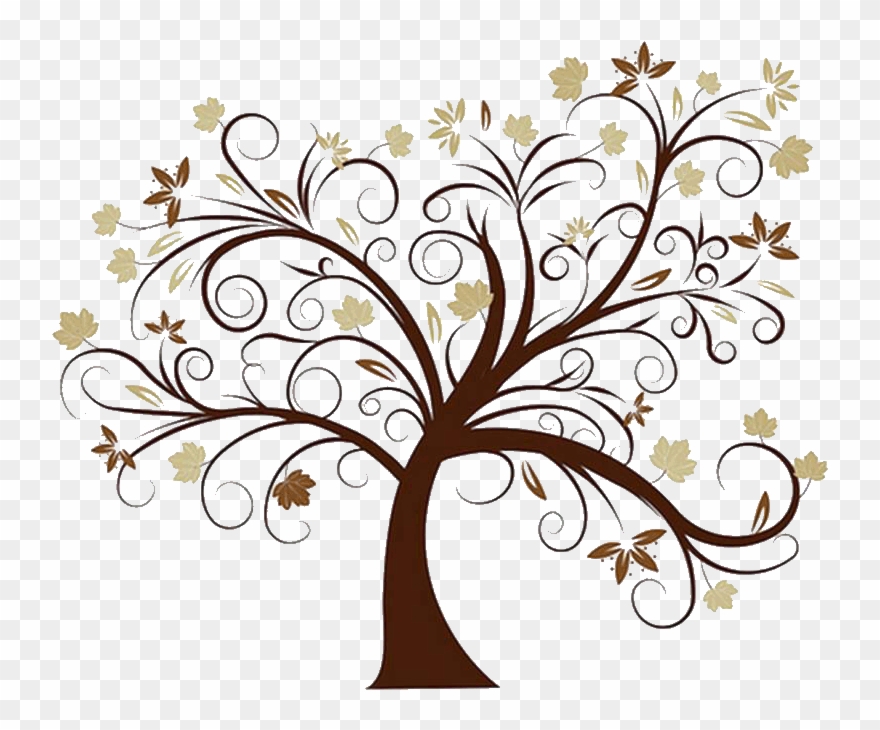 Leaning Brown Family Tree - Transparent Tree With Roots Clipart