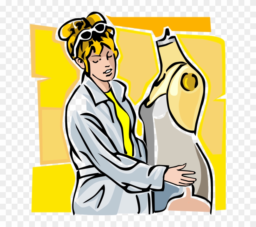 Vector Illustration Of Fashion Industry Designer Dressmaker - Tailor Clipart