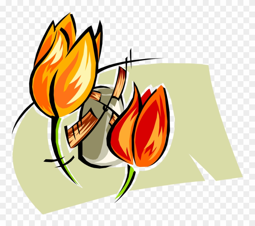 Vector Illustration Of Dutch Tulip Bulbous Plant Flowers Clipart