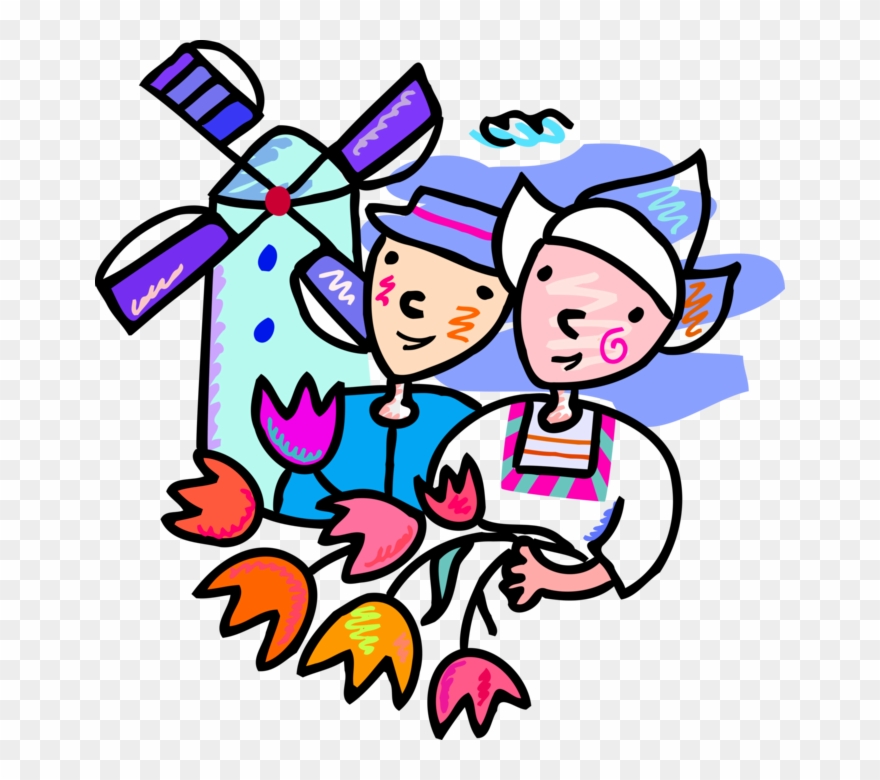 Vector Illustration Of Dutch Scene With Tulip Bulbous - Holland Clip Art - Png Download