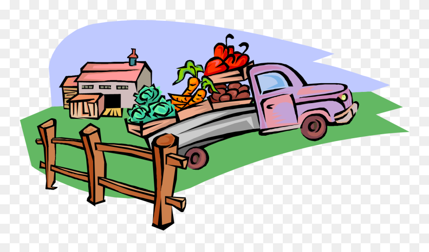 Vector Illustration Of Local Produce Fruit And Vegetable - Vegetable Truck Clip Art - Png Download