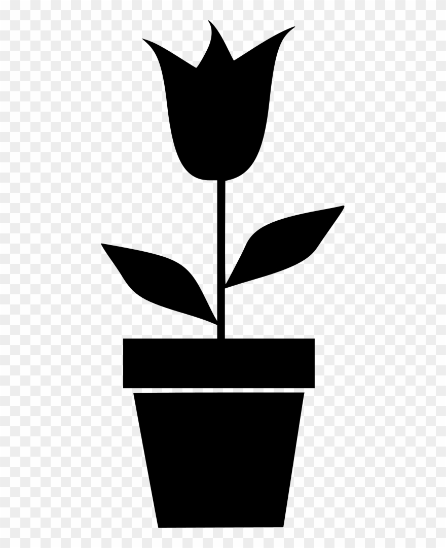 Potted Plant - Silhouette Flowers In Pot Clipart