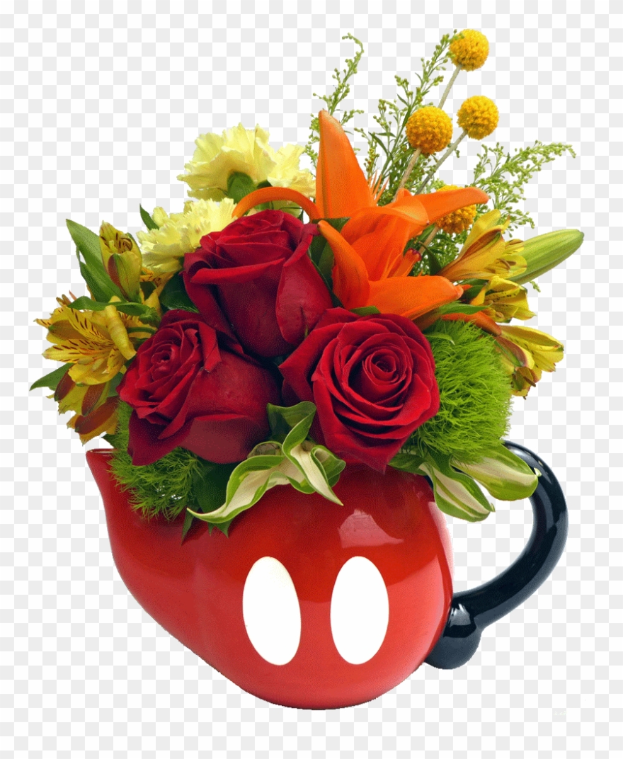 Mickey Mouse Pants Teapot Bouquet - Mickey Y Minnie Mouse Flowers Clipart