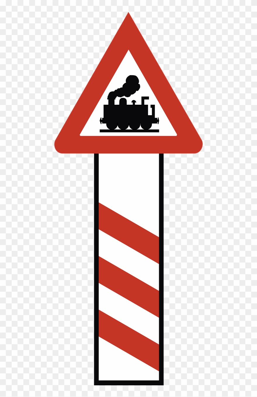 Germany, Warning, Railway Crossing, Road Sign - Beschrankter Bahnübergang Clipart