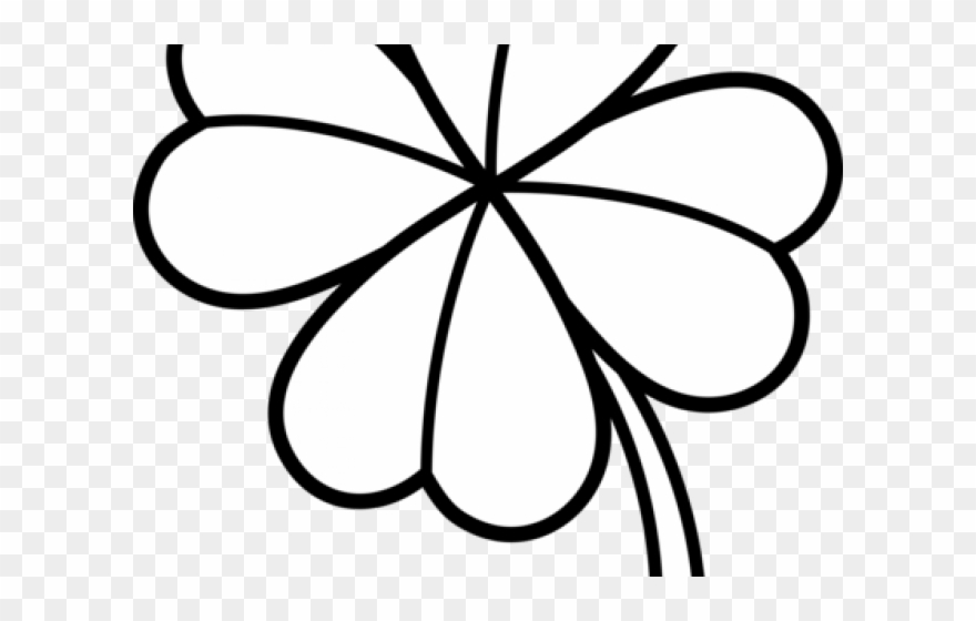 Four Leaf Clover Clipart Black And White - Png Download