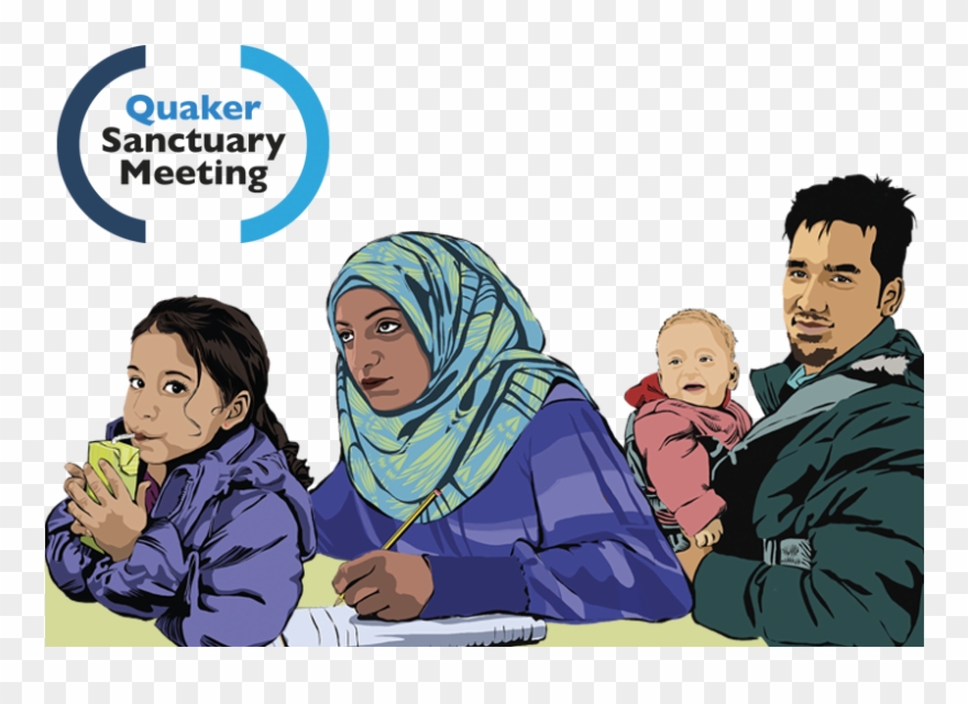 Clip Art Black And White Quaker Asylum And Refugee - Cartoon - Png Download
