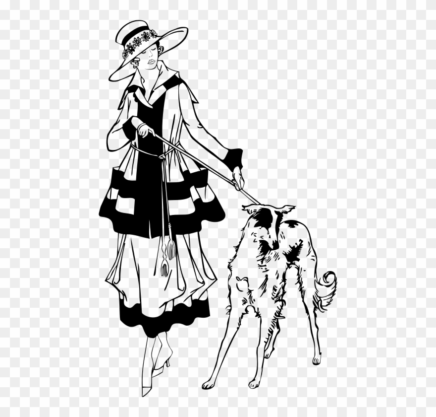 Medium Image - Walking The Pet Drawing Clipart