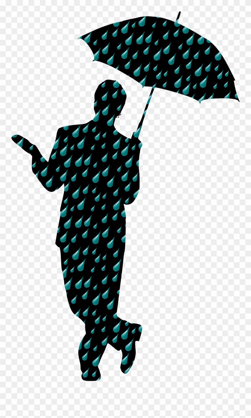 Umbrella Silhouette Rain Woman Person - Rain Man Clipart - Png Download