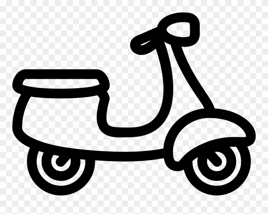 Vector Formatting Motorcycle Outline Picture Free Stock - Black And White Scooter Cartoon Clipart