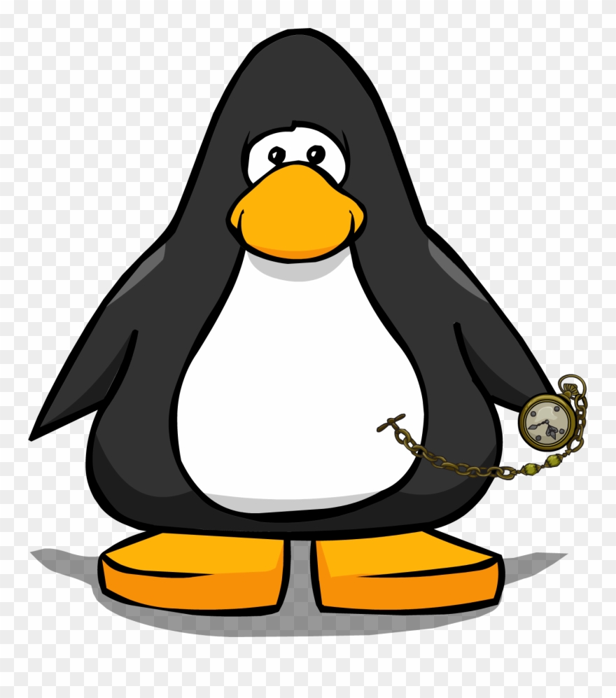 Pocket Watch From A Player Card - Penguin With Top Hat Clipart