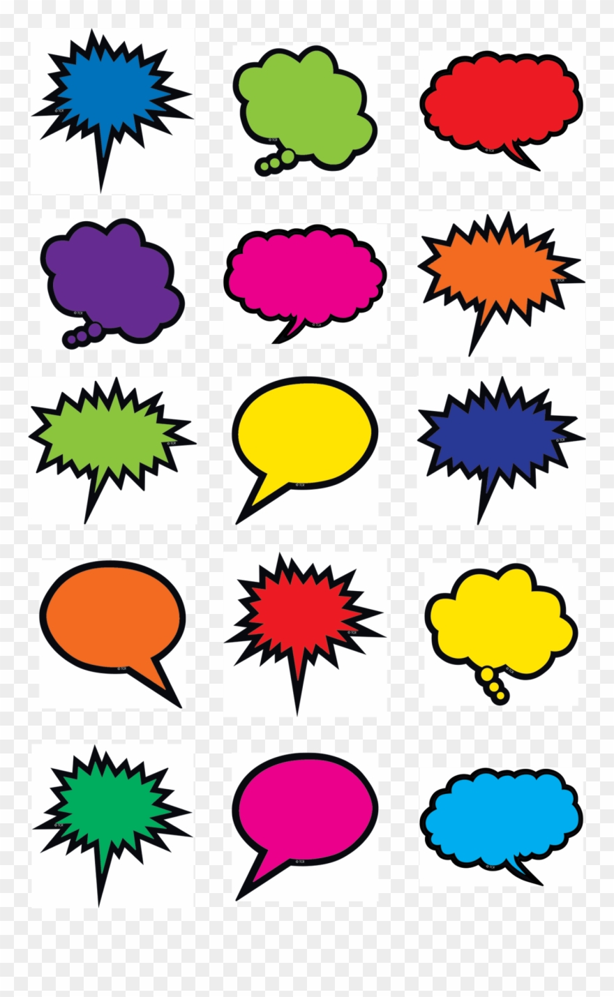 Tcr 2144 Colorful Speech Thought Bubbles Mini Cutout - Balão De Fala Colorido Png Clipart