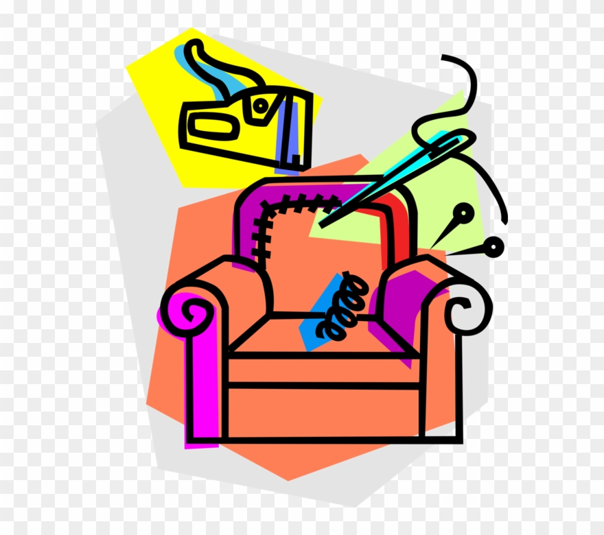 Vector Illustration Of Reupholstery Business Reupholstering - Upholsterer Clipart