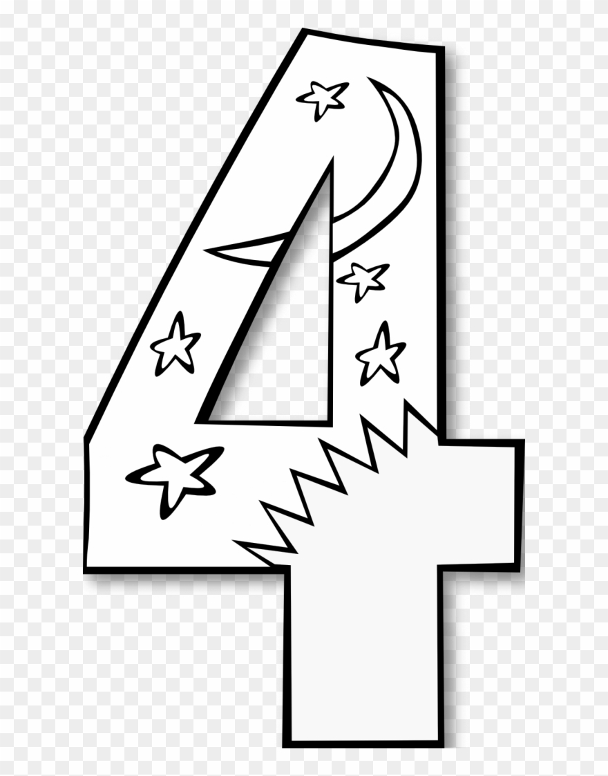 Creation Day Number Ge Hunky Dory Svg Colouringbook - Number 4 Clipart Black And White - Png Download