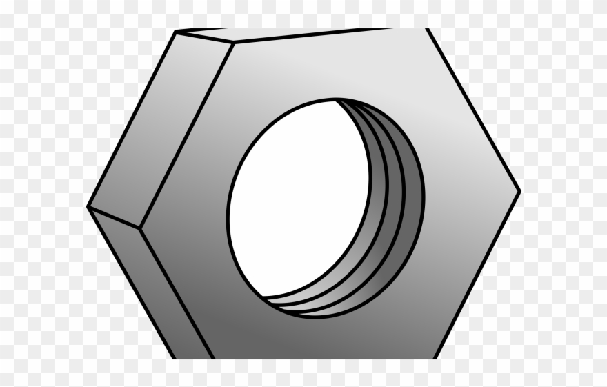 Hexagon Clipart Nuts And Bolt - Bolt And Nut Drawing - Png Download