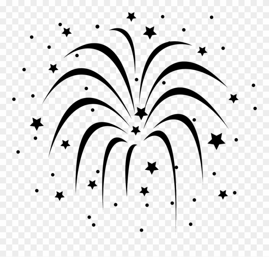 Firework Clipart Ycoggmdce Fireworks Black And White - Black And White Fireworks Transparent Background - Png Download