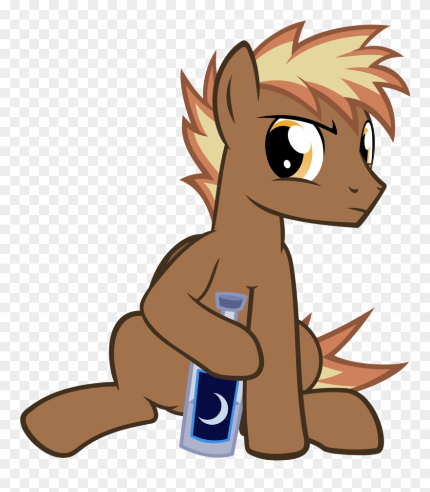 The Smiling Pony, Bottle, Crescent Moon, Frown, Glare, - Illustration Clipart