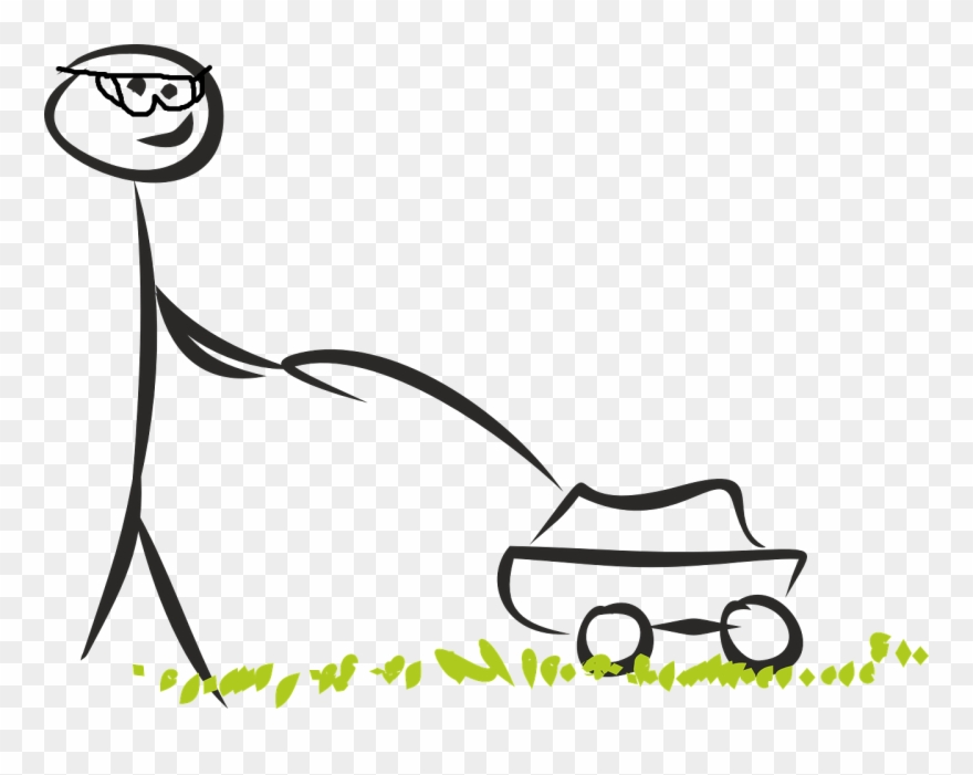 Safety At Home - Einfacher Rasenmäher Und Mann Visitenkarte Clipart