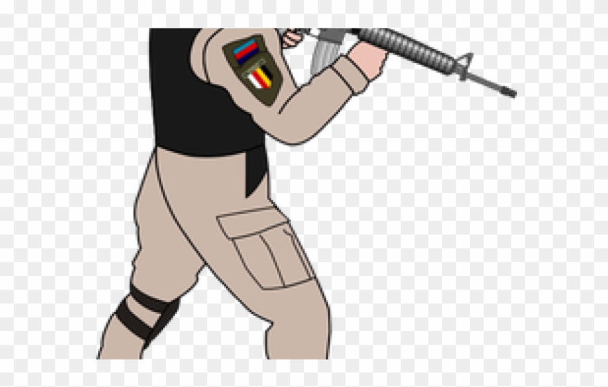 Soldiers Clipart Comic - Soldier Clipart With Gun - Png Download