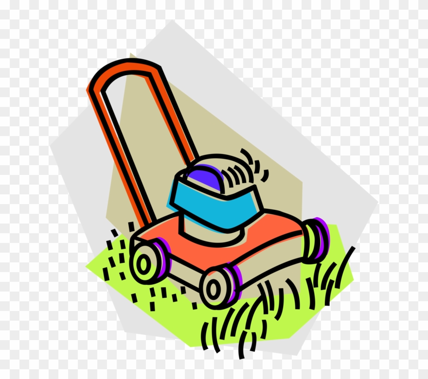 Vector Illustration Of Yard Work Lawn Mower Cuts Grass - Draw A Lawn Mower Clipart
