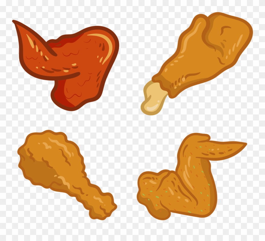 Fried Chicken Buffalo Wing French Fries Food - Dibujo De Alitas De Pollo Clipart