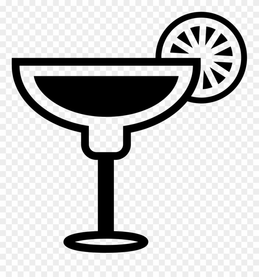 Cocktail Glass With Lemon Slice On The Border Comments - Margarita Clipart Black And White - Png Download