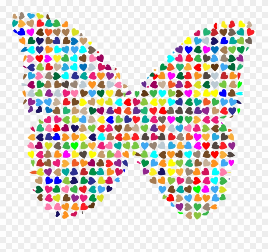 Monarch Butterfly Computer Icons Glasswing Butterfly - Colorful Hearts Clipart