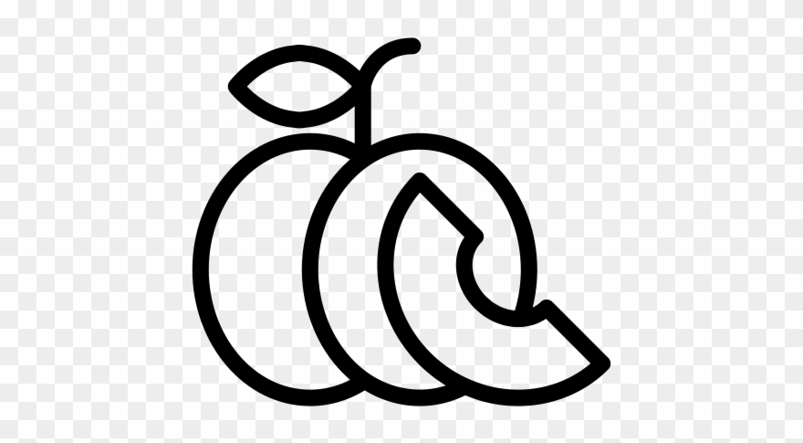 Peach Slice Rubber Stamp - Line Art Clipart