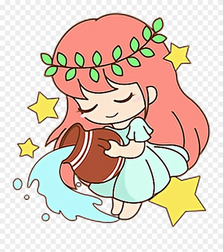 Constellation Cute Aquarius Girl Watercarrier Waterbear - Aquarius Clipart