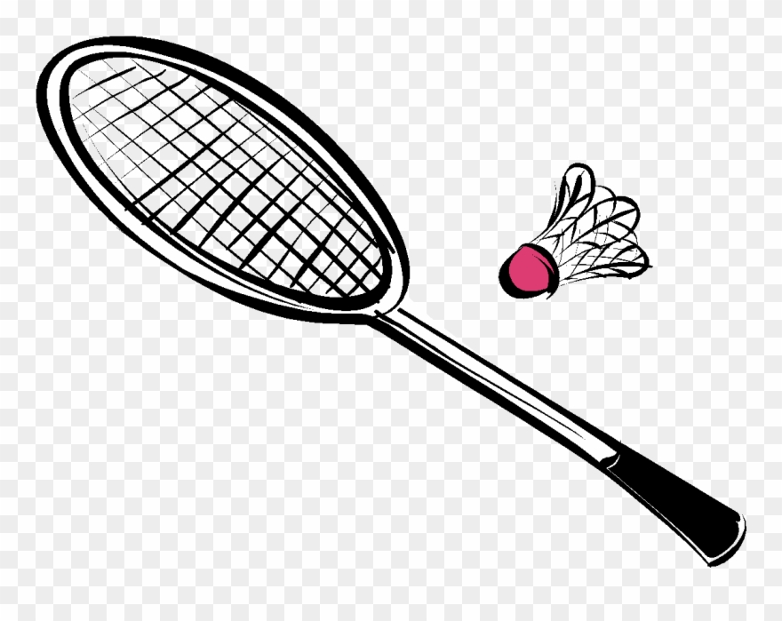 Collection Of Equipments Drawing High Quality - Badminton Racket Drawing Clipart