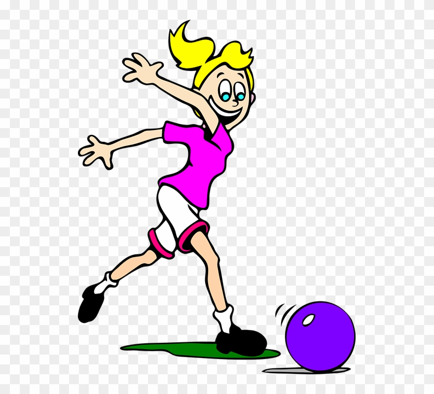 Sports Equipment Clipart Girl Sport - Cartoon Bowling Girl - Png Download