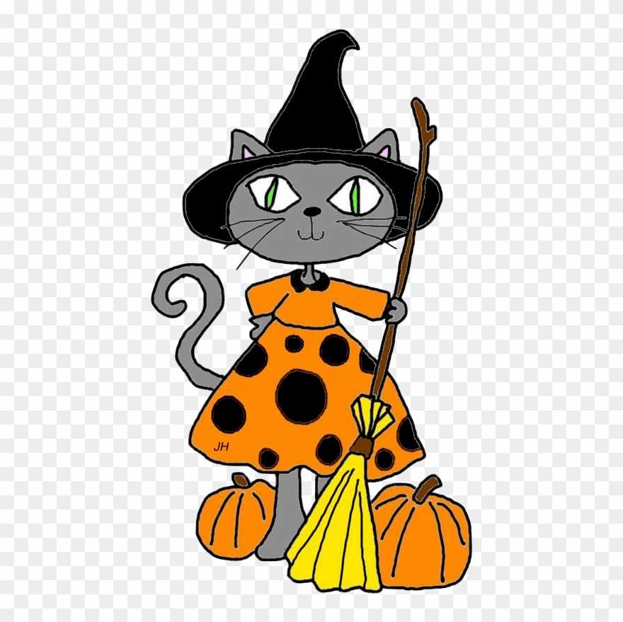 Funny Ghost, Halloween Clipart, Png Format, Cute Art, - Black Cat Transparent Png