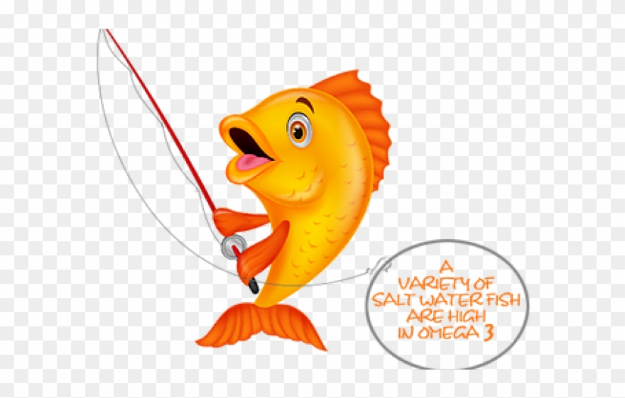 Fish Holding A Fishing Rod Clipart